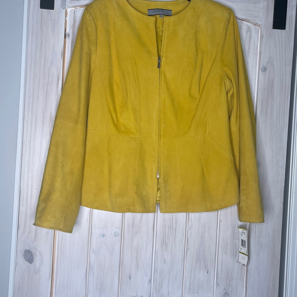 ANNE Klein Yellow Suede “Urban Jungle” Jacket NEW Retail $695 14 / fits like a M